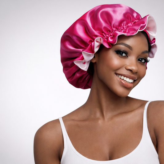 Satin Reversible Bonnet-Pink