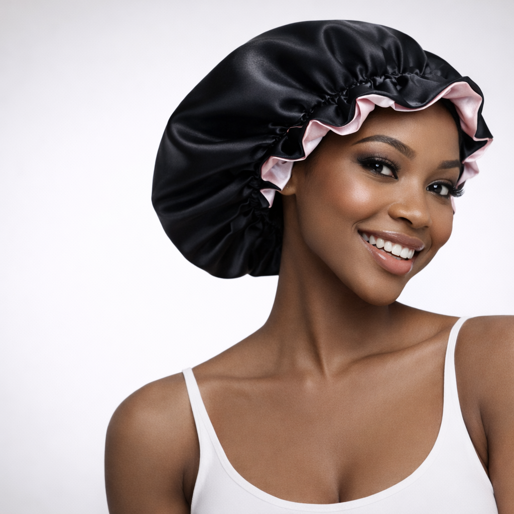 Satin Reversible Bonnet-Black