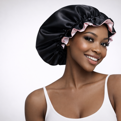 Satin Reversible Bonnet-Black